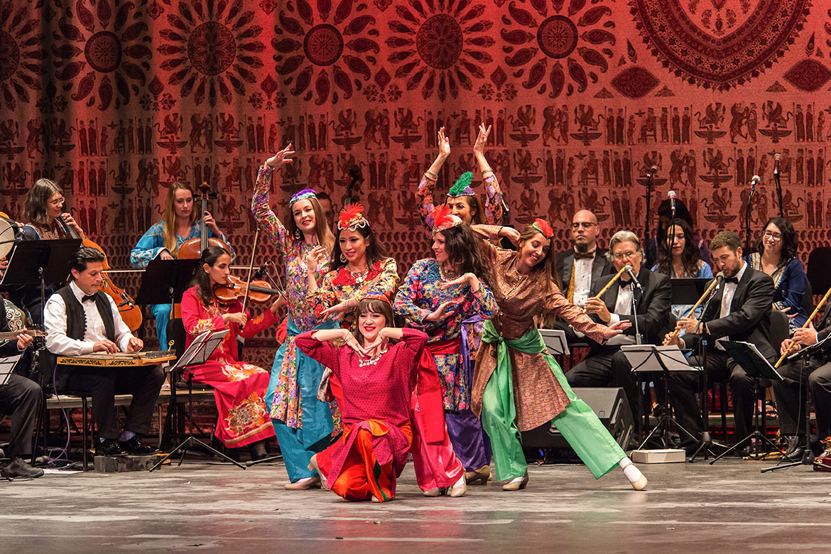 Middle Eastern Music Association dancers and musicians on stage